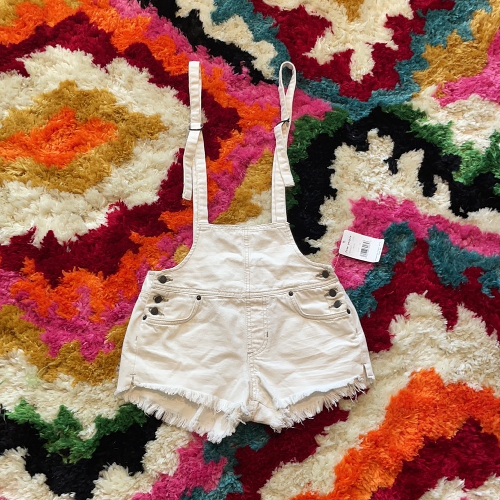 NWT White Free People Overall Shorts